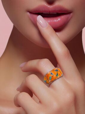 DD .925 Sterling Silver Spiny Oyster Inlay Ring 9